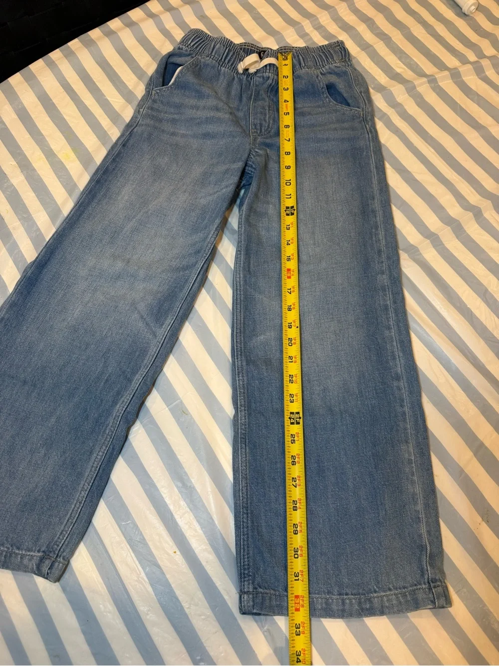 Girls GAP easy wide leg pull on jeans Elastic-Waist Straight Jeans size L, 10-11